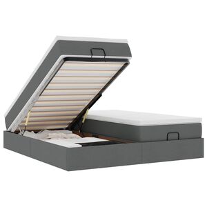 vidaXL Ottoman-Bett mit Matratzen Dunkelgrau 200x200 cm Stoff
