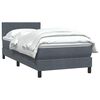 vidaXL Boxspringbett mit Matratze Dunkelgrau 90x210 cm Samt