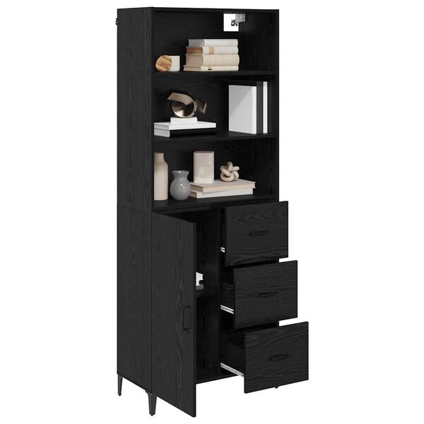 vidaXL Highboard Schwarz Eichen-Optik 69,5 x 34 x 180 cm Holzwerkstoff