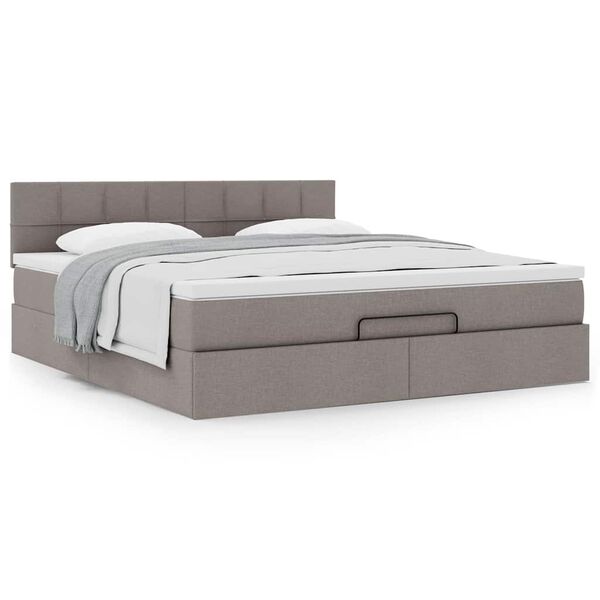 vidaXL Ottoman-Bett mit Matratze Taupe 160x200 cm Stoff