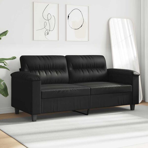 vidaXL 2-Sitzer-Sofa Schwarz 140 cm Mikrofasergewebe