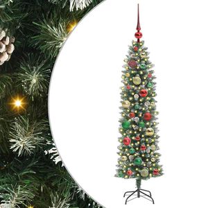 vidaXL K&uuml;nstlicher schlanker Weihnachtsbaum Gr&uuml;n und Wei&szlig; 120 cm
