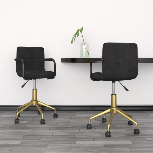 vidaXL Esszimmerst&uuml;hle 2 Stk. Drehbar Schwarz Samt