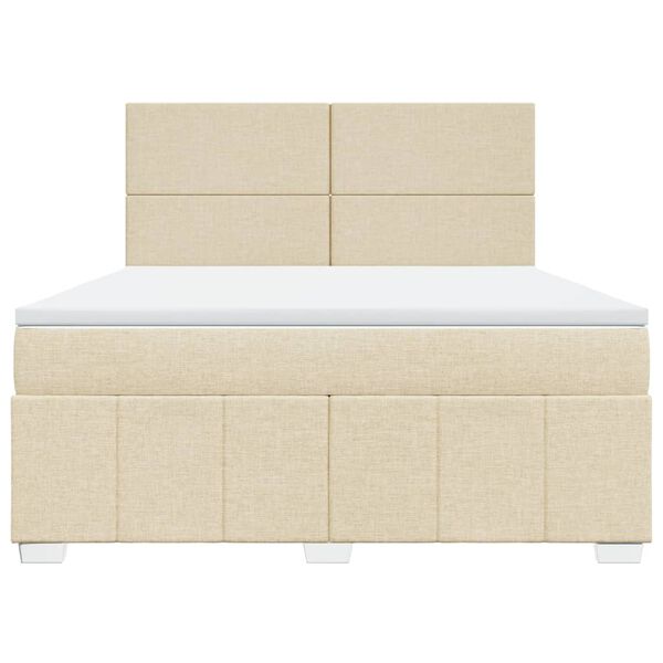 vidaXL Boxspringbett mit Matratze Creme 180x200 cm Stoff