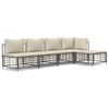 vidaXL 5-tlg. Garten-Lounge-Set mit Kissen Anthrazit Poly Rattan