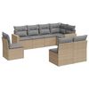 vidaXL 8-tlg. Garten-Sofagarnitur mit Kissen Beige Poly Rattan