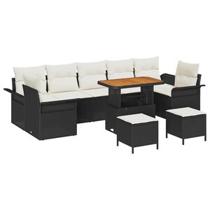 vidaXL Garten-Sofa-Set 10 stk. 9-Sitzanzahl Schwarz und Creme