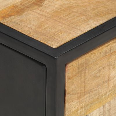 vidaXL Nachttisch mit Geschnitzter Tür 40x30x50 cm Raues Mangoholz