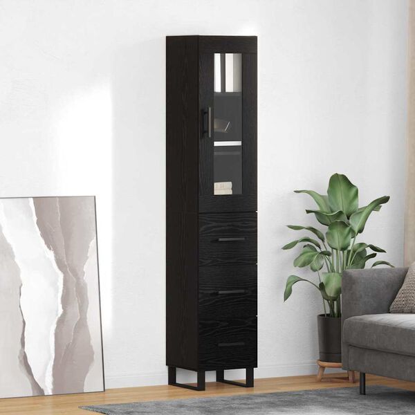 vidaXL Highboard Schwarz Eichen-Optik 34,5 x 34 x 180 cm Holzwerkstoff