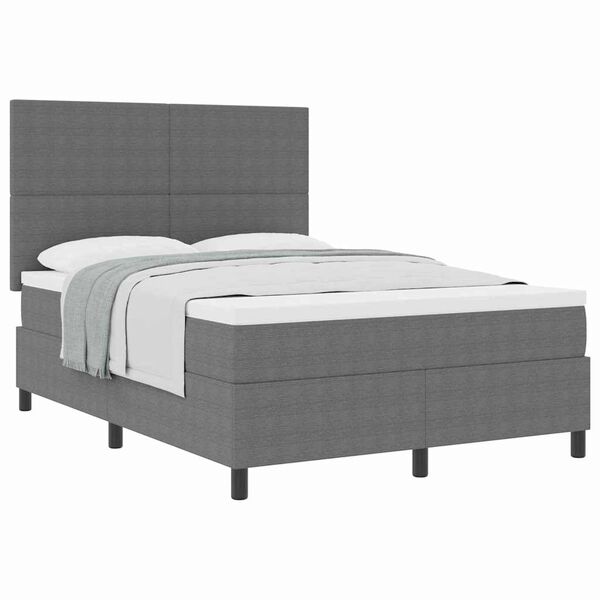vidaXL Boxspringbett Hellgrau und Wei&szlig; 140 x 190 cm Cordstoff