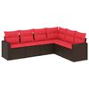 vidaXL 6-tlg. Garten-Sofagarnitur mit Kissen Braun Poly Rattan