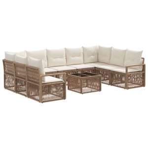 vidaXL Gartensofa-set 10 stk. Beige Poly-Rattan