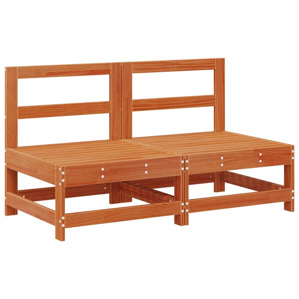 vidaXL Garten Mittelssofa Massives Kiefernholz Wachsbraun