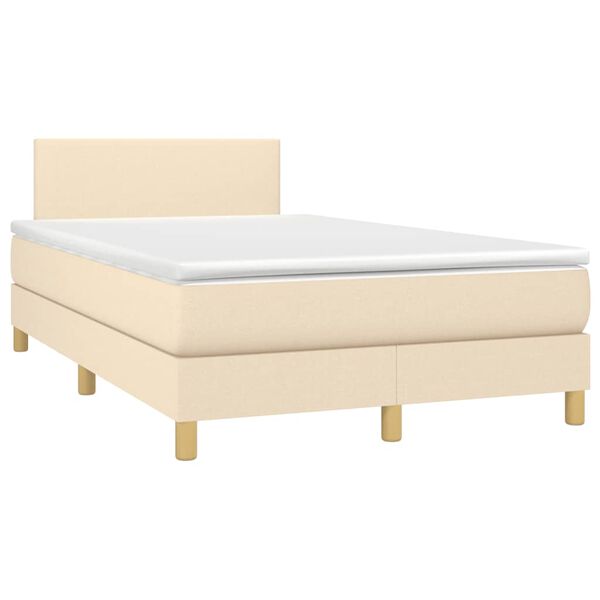 vidaXL Boxspringbett mit Matratze Creme 120x200 cm Stoff