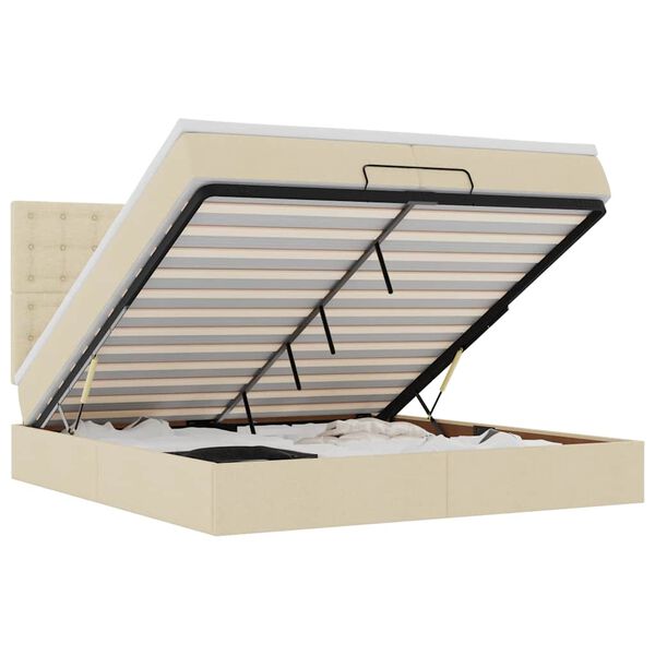 vidaXL Ottoman-Bett mit Matratzen Creme 200x200 cm Stoff