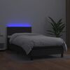 vidaXL Boxspringbett mit Matratze & LED Schwarz 90x200 cm Kunstleder