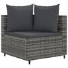 vidaXL 4-tlg. Garten-Sofagarnitur mit Kissen Grau Poly Rattan