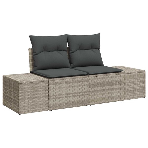 vidaXL Sofa Set mit Kissen 8 pcs Hellgrau Poly-Rattan