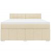 vidaXL Boxspringbett mit Matratze Creme 180x200 cm Stoff