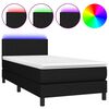 vidaXL Boxspringbett mit Matratze & LED Schwarz 80x200 cm Stoff