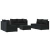 vidaXL 7-tlg. Garten-Lounge-Set mit Kissen Poly Rattan Schwarz