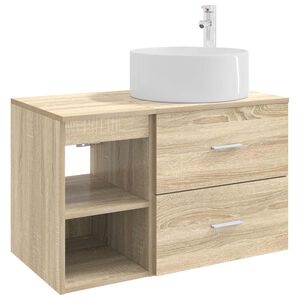 vidaXL Badezimmerm&ouml;bel-Set 2 pcs Sonoma-Eiche Holzwerkstoff
