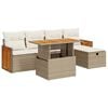vidaXL 6-tlg. Garten-Sofagarnitur mit Kissen Beige Poly Rattan