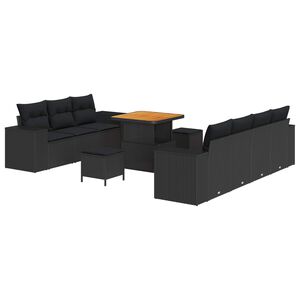 vidaXL Gartensofa-set 10 stk. Schwarz Poly-Rattan