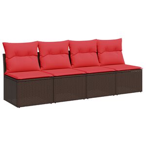 vidaXL | Garten-Sofa | mit Kissen Braun 227 x 62 x 69 cm Poly-Rattan