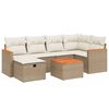 vidaXL 7-tlg. Garten-Sofagarnitur mit Kissen Beige Poly Rattan