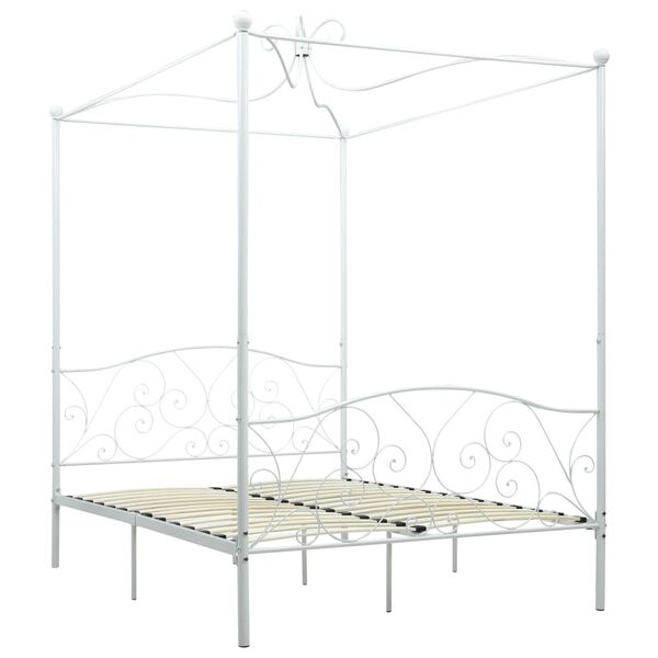 vidaXL Himmelbett-Gestell Wei&szlig; Metall 120 x 200 cm