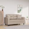 vidaXL 2-Sitzer-Sofa mit Kissen Creme 120 cm Mikrofasergewebe