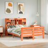 vidaXL Massivholzbett mit Regal ohne Matratze Wachsbraun 140x200 cm