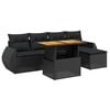 vidaXL 6-tlg. Garten-Sofagarnitur mit Kissen Schwarz Poly Rattan