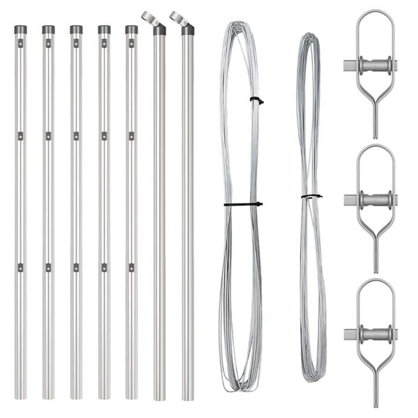 vidaXL Zaunpfosten 7 pcs Silber Stahl