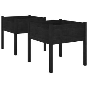 vidaXL Pflanzk&uuml;bel 2 Stk. Schwarz 70x70x70 cm Massivholz Kiefer