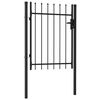 vidaXL Zauntor Einzelfl&uuml;gel mit Speerspitzen Stahl 1 x 1,2 m Schwarz