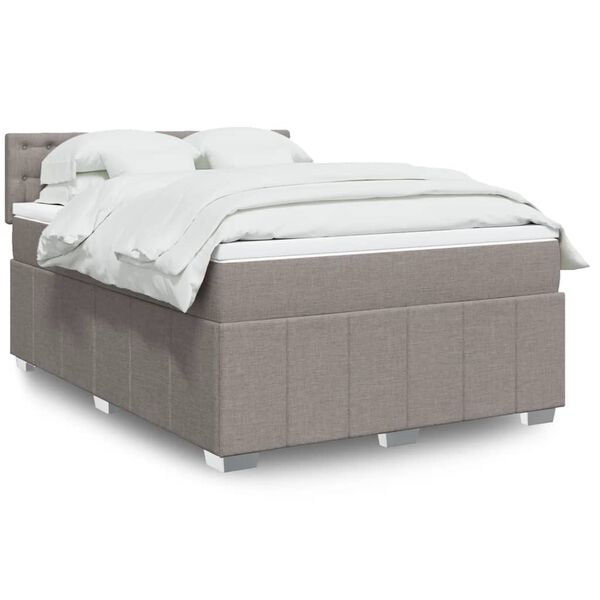 vidaXL Boxspringbett mit Matratze Taupe 140x190 cm Stoff