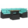 vidaXL Gartensofa-set 6 stk. 5-Sitzanzahl Schwarz und T&uuml;rkis