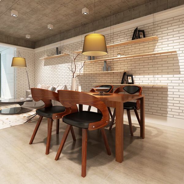 vidaXL Esszimmerstühle 4 Stk. Braun Bugholz und Kunstleder