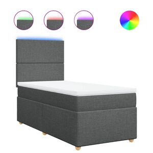 vidaXL Boxspringbett mit Matratze Dunkelgrau 80x200 cm Stoff