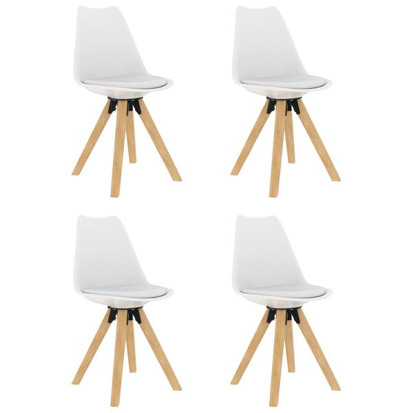 vidaXL Esszimmerstühle 4 Stk. Weiß PP und Massivholz Buche