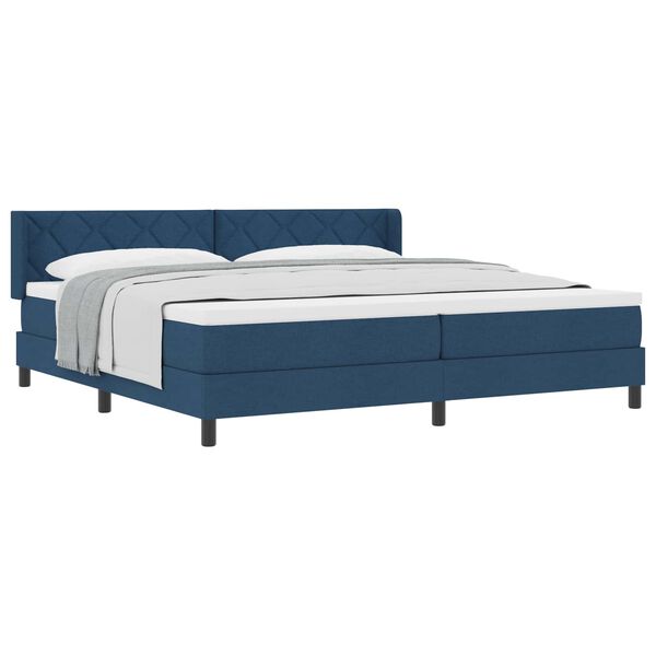 vidaXL Boxspringbett mit Matratze Blau 200 x 200 cm Polyester