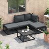 vidaXL Garten-Sofa-Set mit Kissen 4 pcs Schwarz Aluminium