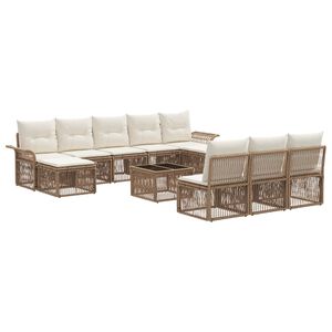 vidaXL Gartensofa-set 11 pcs Beige Poly-Rattan