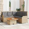 vidaXL 4-tlg. Garten-Lounge-Set mit Kissen Beige Poly Rattan