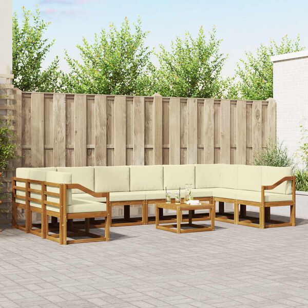 vidaXL Outdoor-Sofagarnitur mit Kissen 11 pcs Natur und Creme