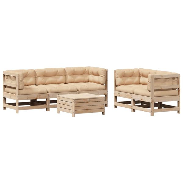 vidaXL 6-tlg. Garten-Lounge-Set mit Kissen Massivholz Kiefer