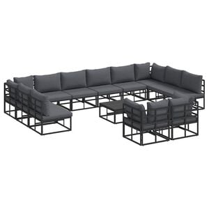 vidaXL Gartensofa-set 13 stk. Schwarz Aluminium