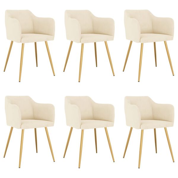 vidaXL Esszimmerst&uuml;hle 6 Stk. Creme Samt